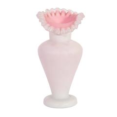 White and Pink Murano Ruffle Vase
