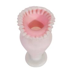 White and Pink Murano Ruffle Vase