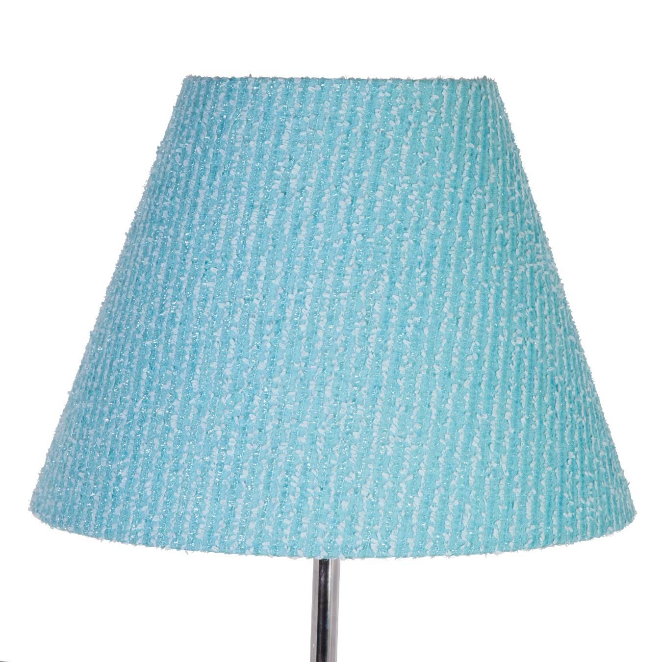 Glass fish table lamp with custom blue tweed lampshade.

Lampshade available with lamp or available separately. 

Lampshade: 16.5'' bottom; 8'' top.

Lamp: 25.25'' H x 16.5'' W x 5.5'' D


