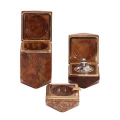 Set of Three Onyx Smoking Set, 20th Century