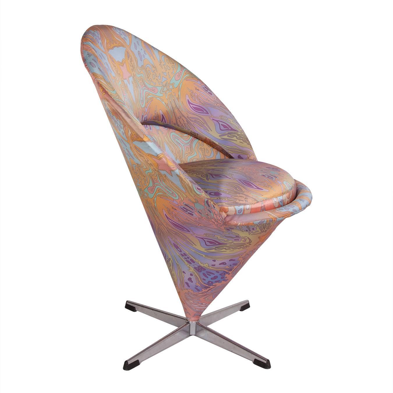 Mid-Century Modern Verner Panton Cone Chair in Silk