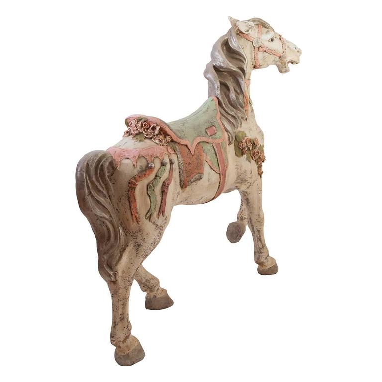 Antique Hand-Painted Carousel Pony In Good Condition In New York, NY