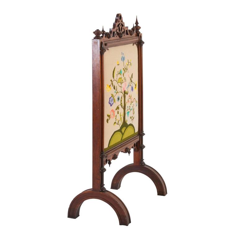 Victorian Embroidered Fireplace Screen, 19th Century For Sale at 1stDibs