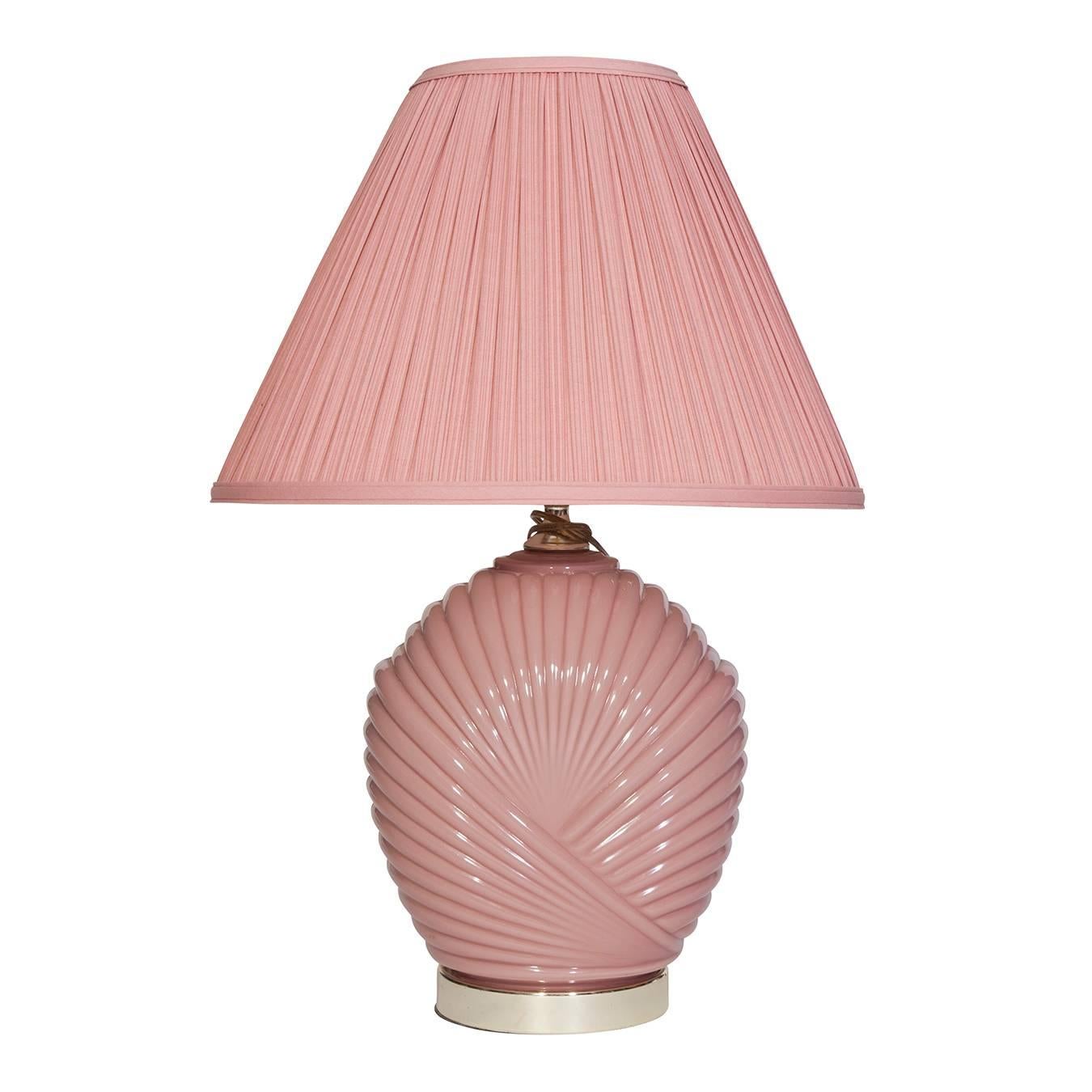1950s Pink-on-pink Ceramic Table Lamp