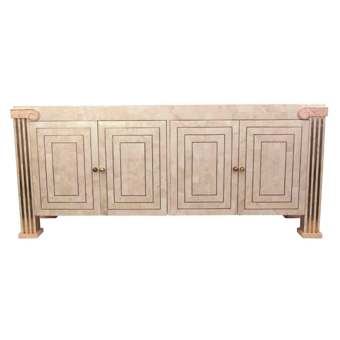 Maitland-Smith Tessellated Marble Console For Sale