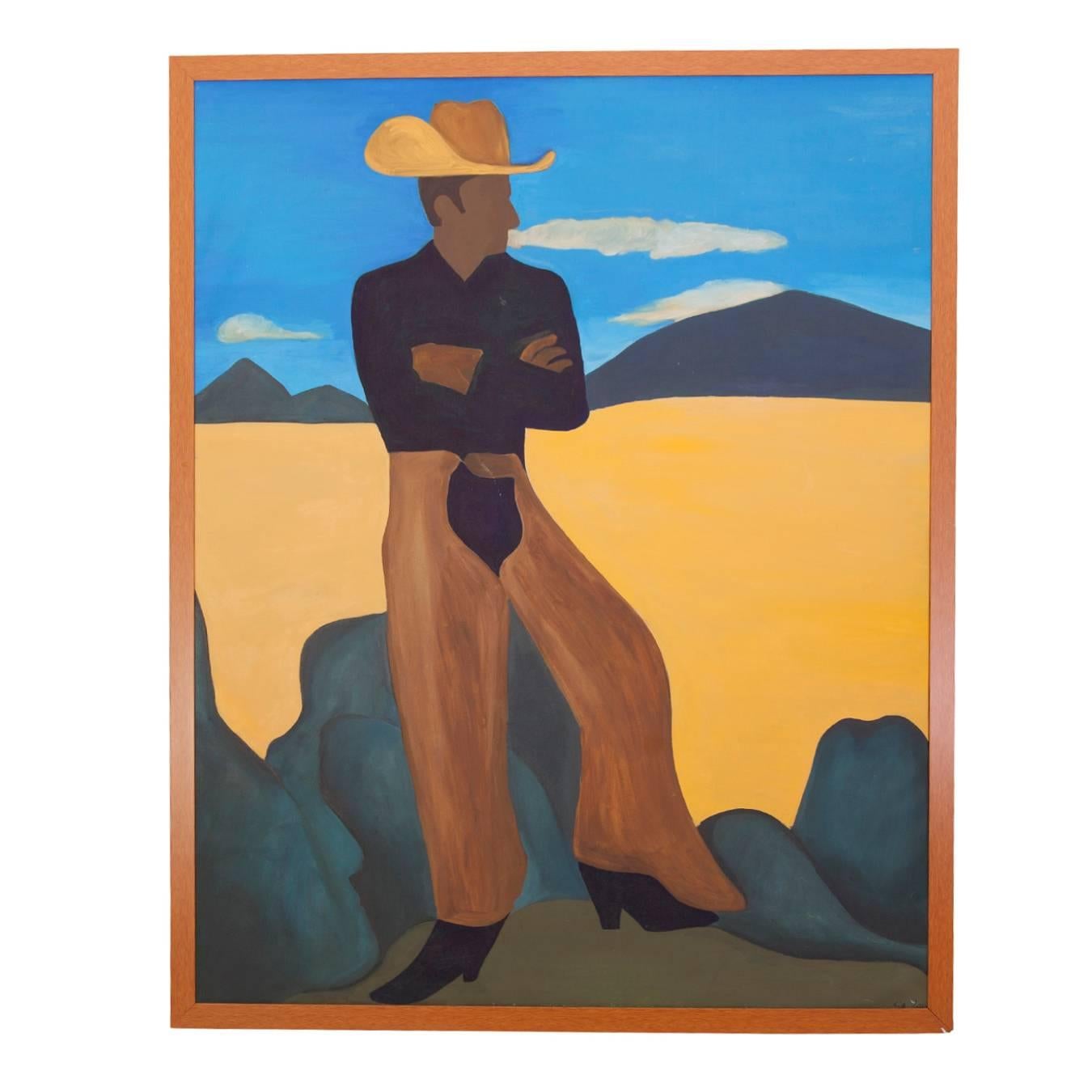 20th Century Western Cowboy Painting For Sale