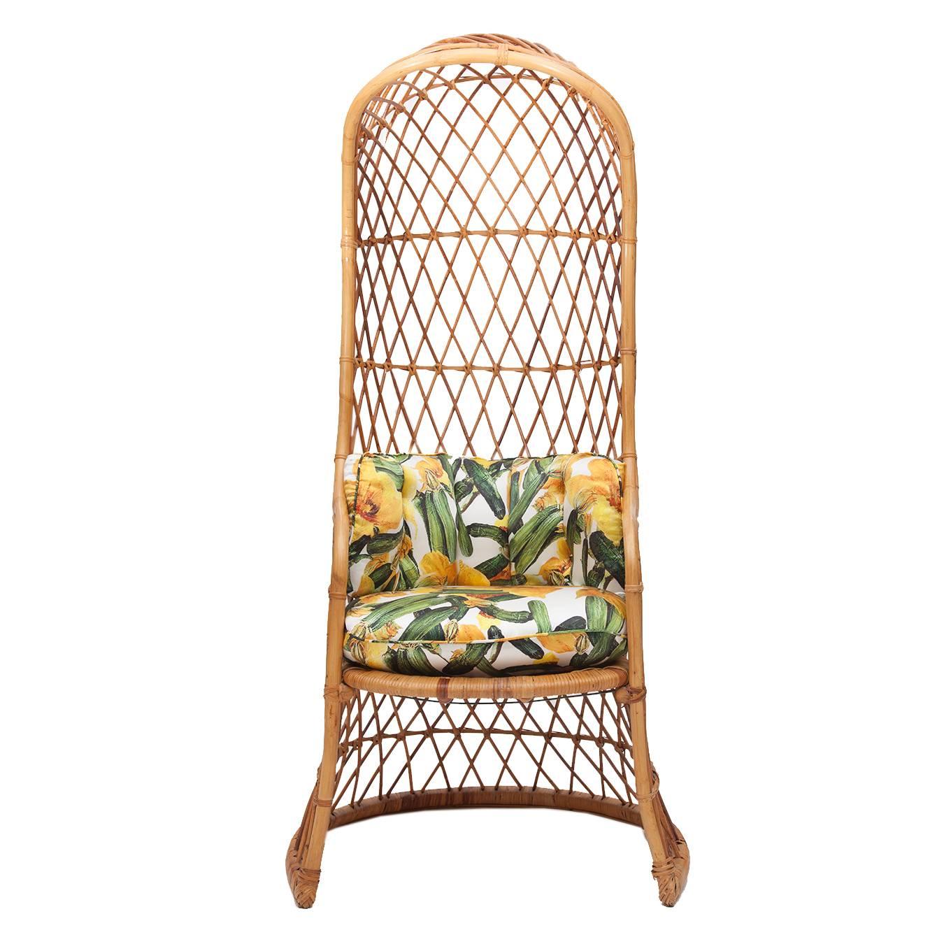 Bohemian Rattan Hooded Chair in Dolce & Gabbana Zucchini Silk