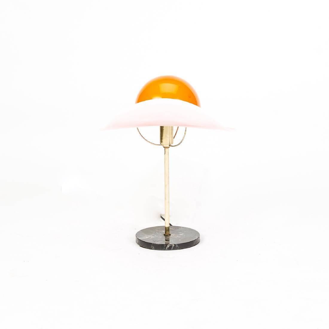 Mid-Century Modern Orange Murano Glass Hat Table Lamp, Mid-Century