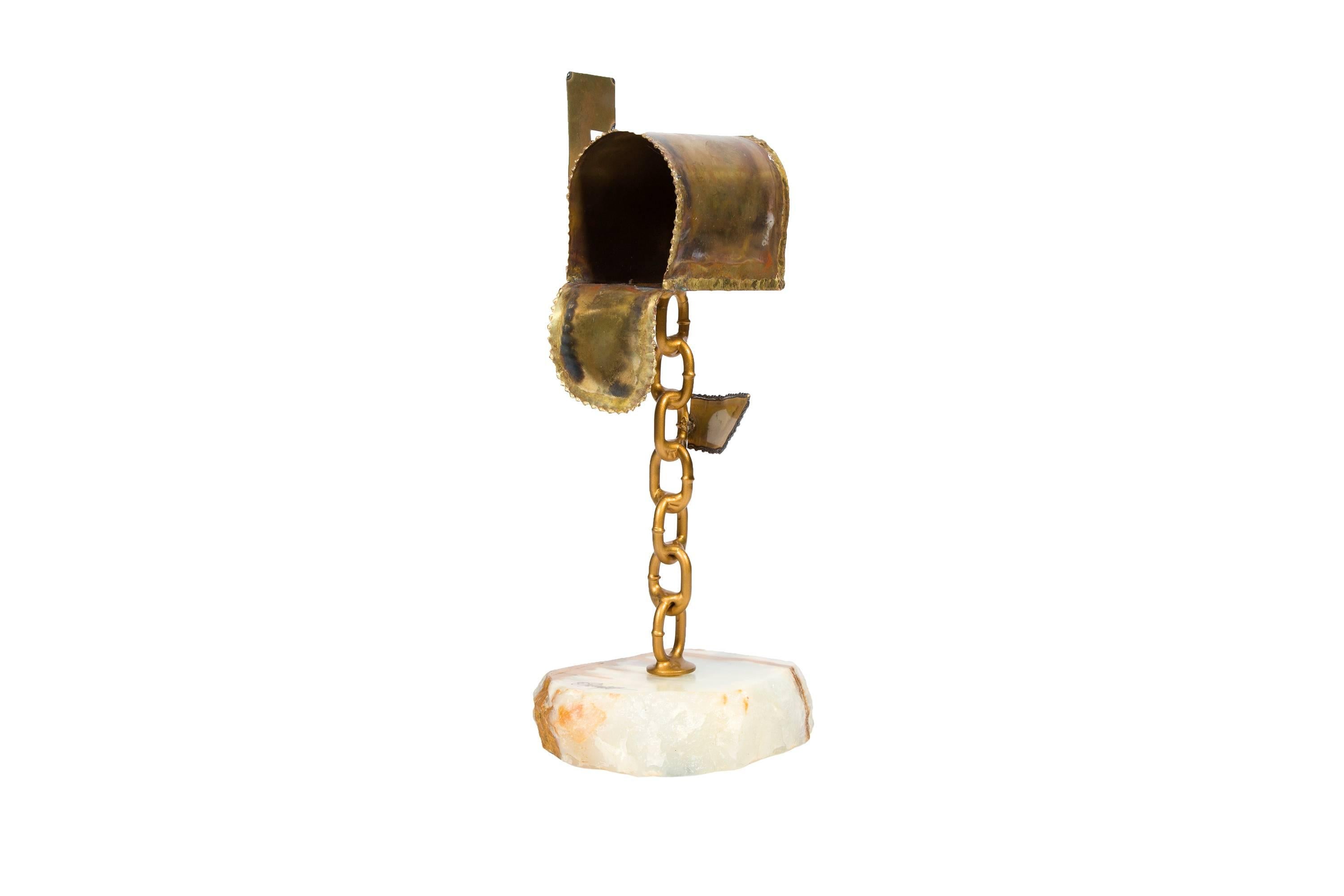 Mailbox sculpture, marble and brass - $500.