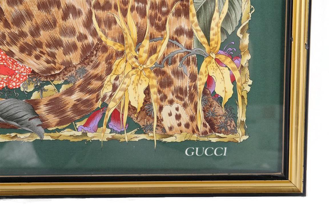 Framed Gucci Safari vintage scarf.
