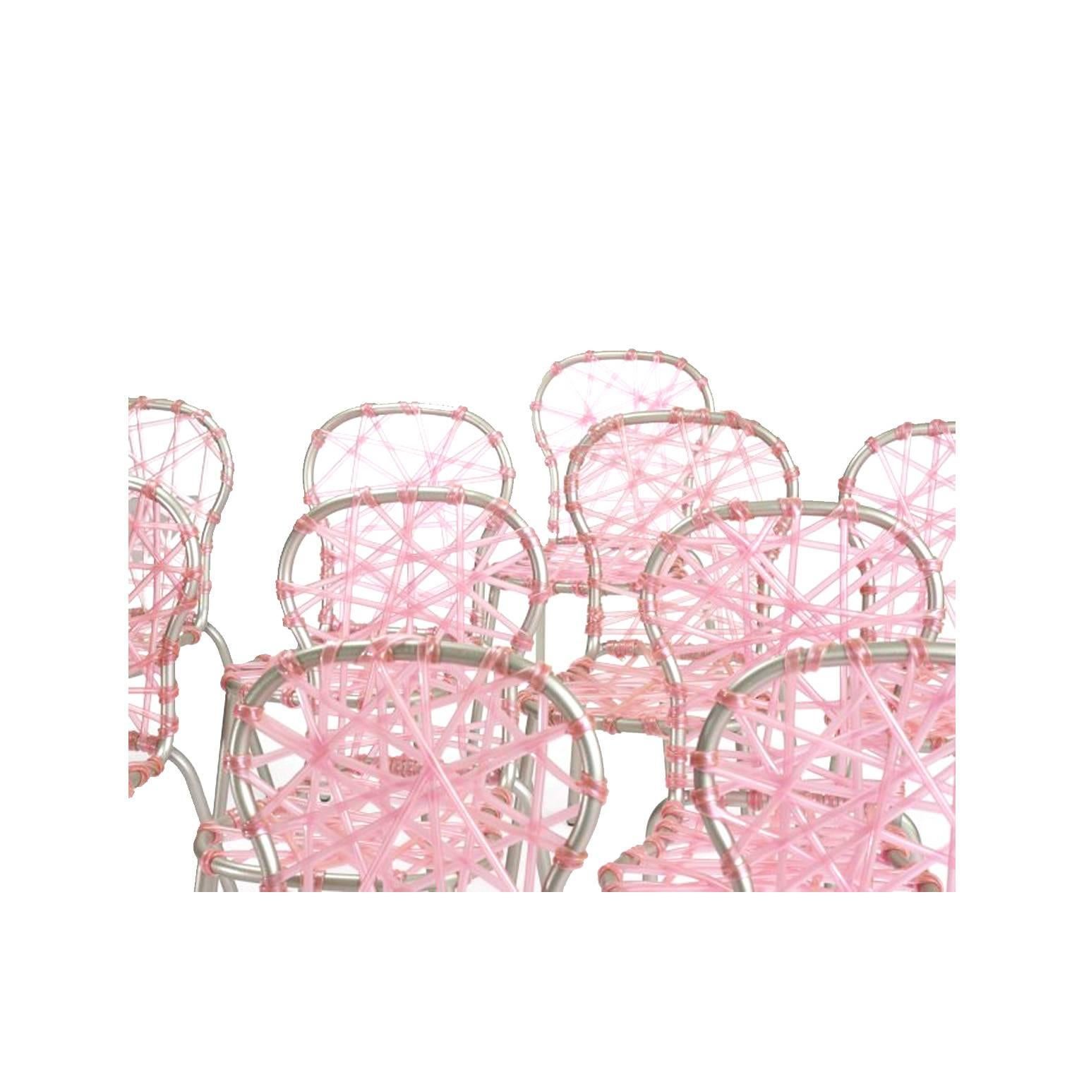 Post-Modern Campana Brothers Pink Zig Zag Chairs, Set of 12 For Sale