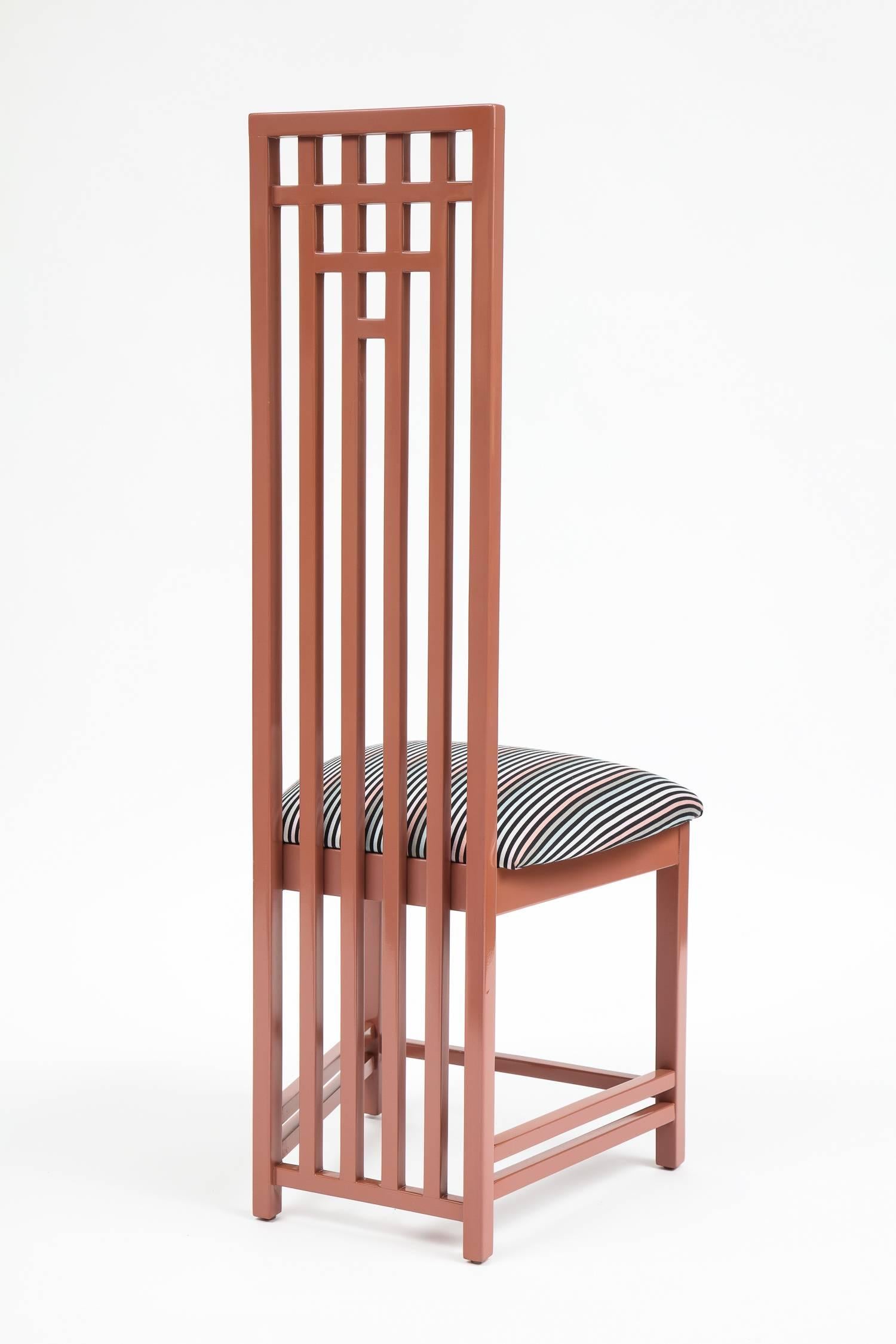 Mid-Century Modern Charles Rennie Mackintosh Dining Chairs in Sonia Rykiel Fabric, Set of Six For Sale