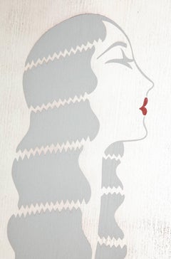 Vintage Verre Églomisé Desfosse French Lady Wall Mirror