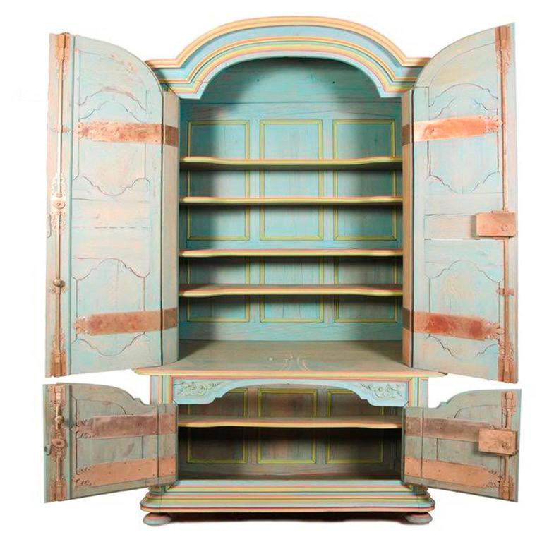 French Provincial Armoire HandCarved and HandPainted For Sale at