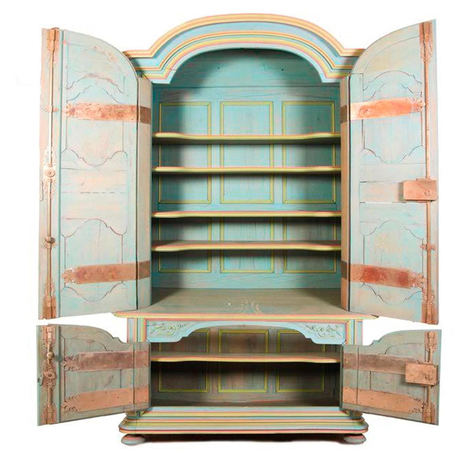 French Provincial Armoire HandCarved and HandPainted For Sale at
