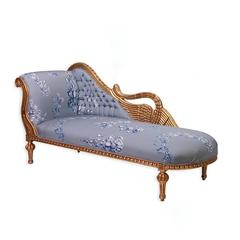Antique Gilded French Chaise in Oscar De La Renta Fabric