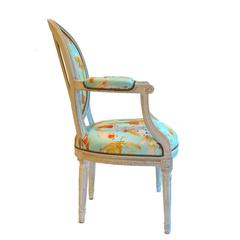 French Balloon Back Chair x Voutsa Koi on Tiffany Blue
