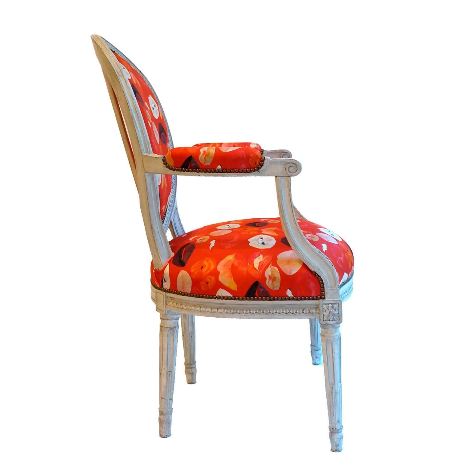 Louis XVI French Balloon Back Chair x Voutsa Lips on Red