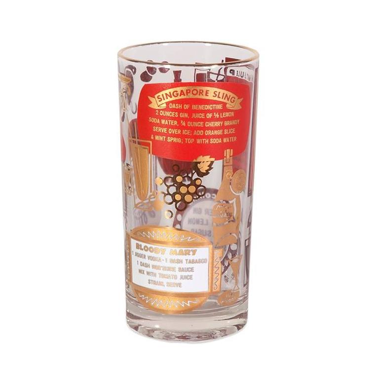 Midcentury Cocktail Recipe Glasses For Sale at 1stDibs