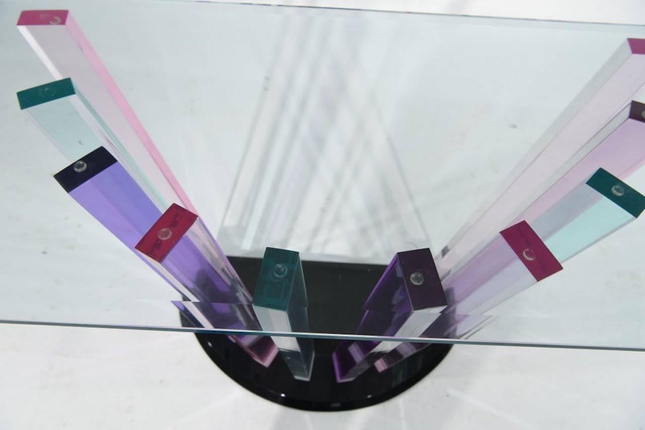 rainbow glass table