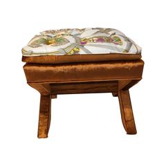 Billy Baldwin X-Bench in Hermès "Scarabees Et Pectoraux” Silk, Midcentury