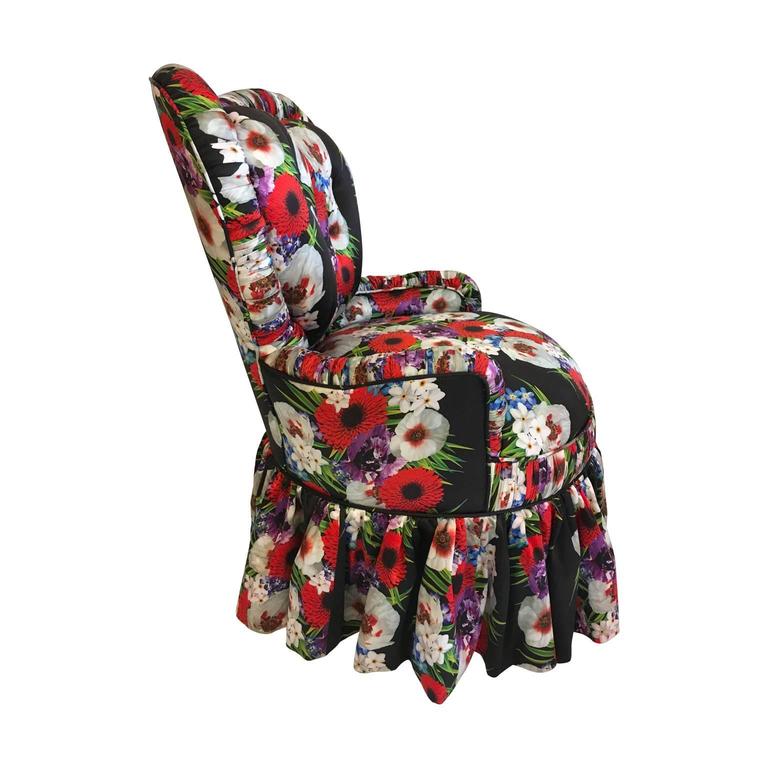 Dolce & Gabbana fabric upholstered Victorian heart silk chair.