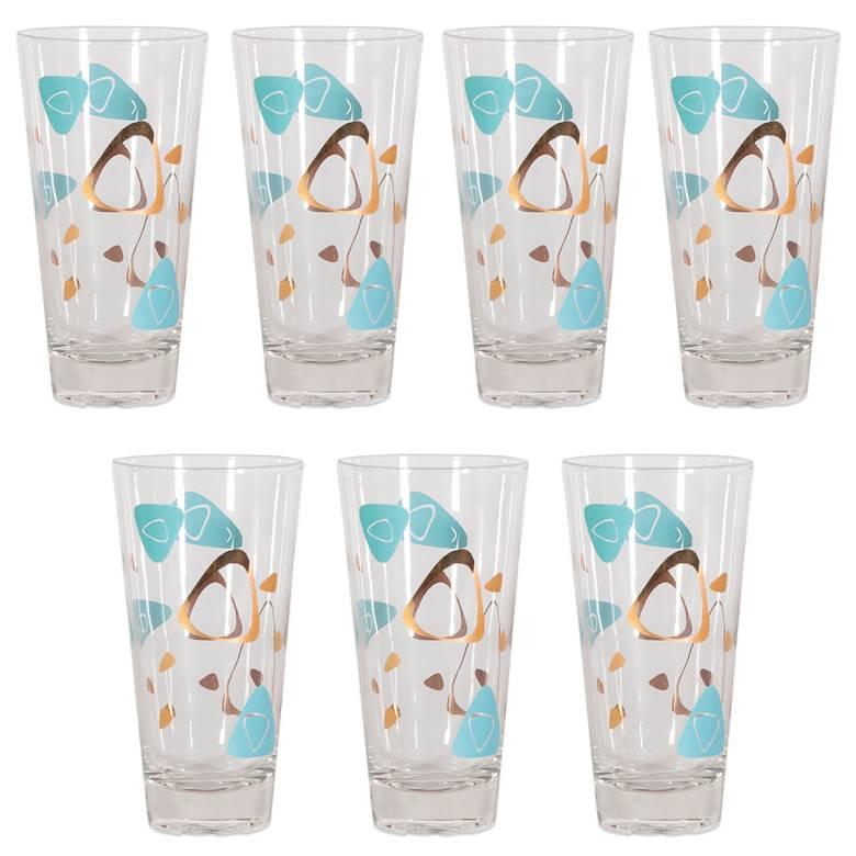 Mid-Century Modernist Cocktail Glasses, Set of Seven For Sale