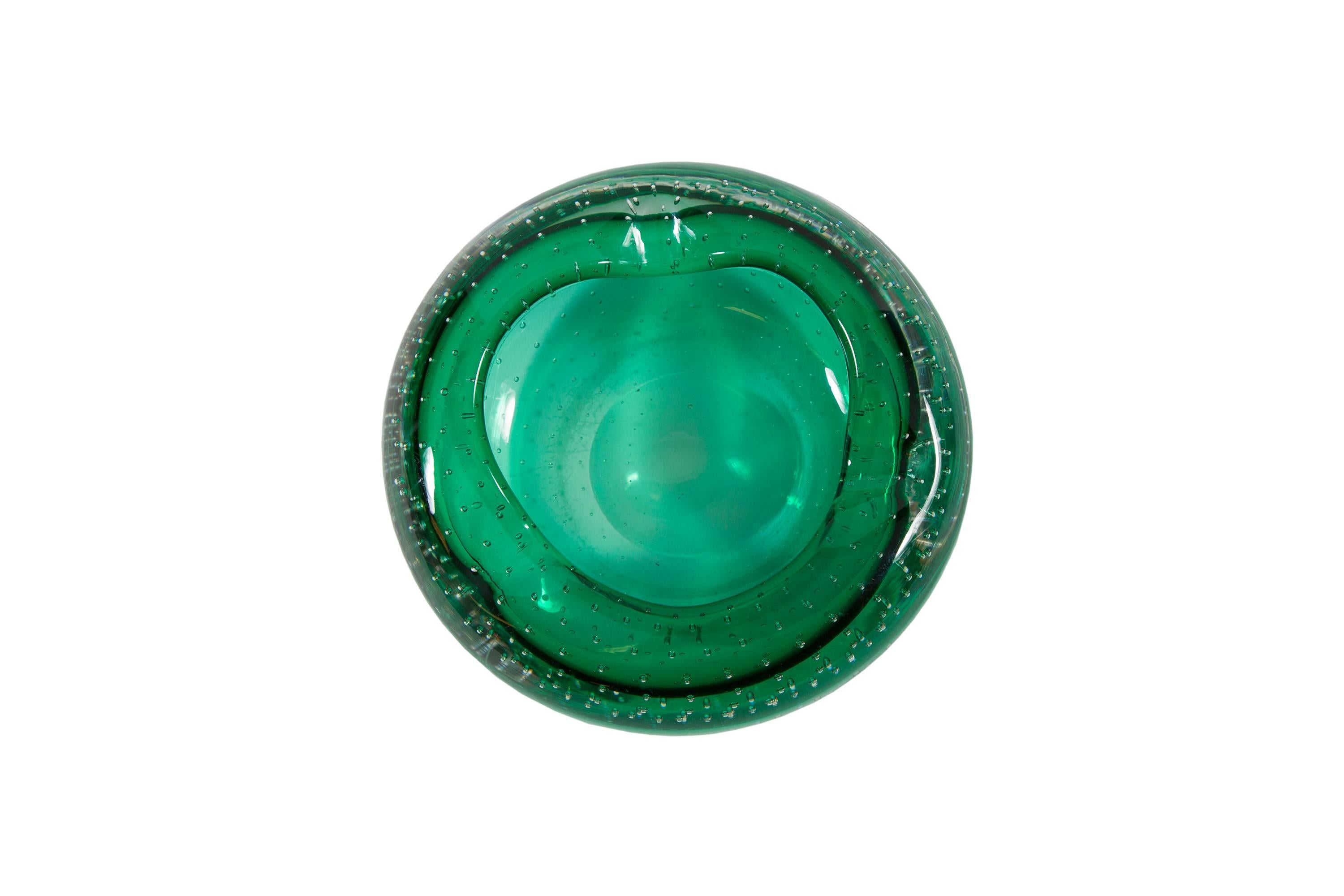 Green Murano glass decorative bowl dish.
