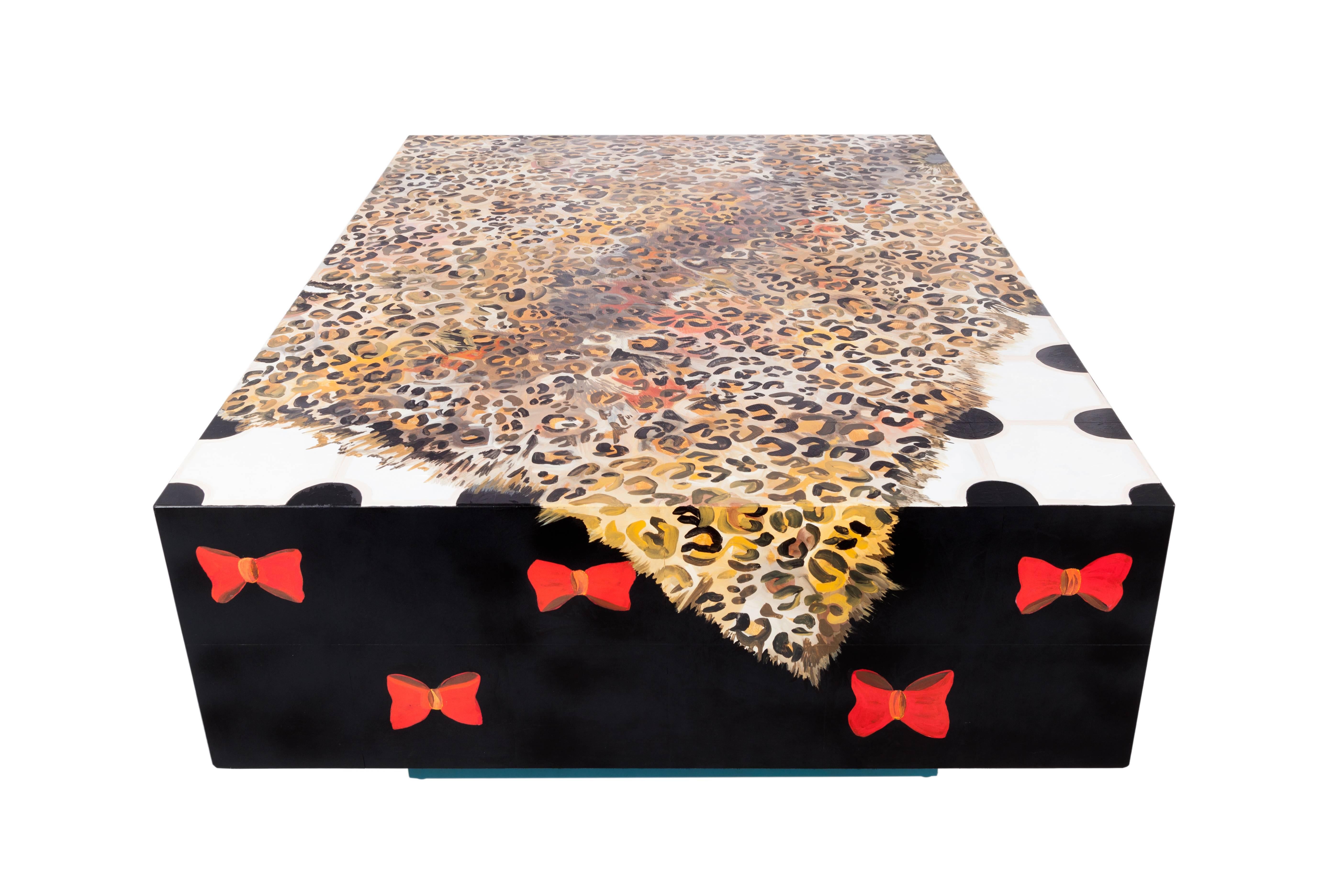 Wood Artist Edition Hand-Painted Coffee Table For Sale