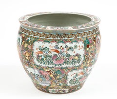 Oversized Chinoiserie Planter with Koi Fish Interior Motif