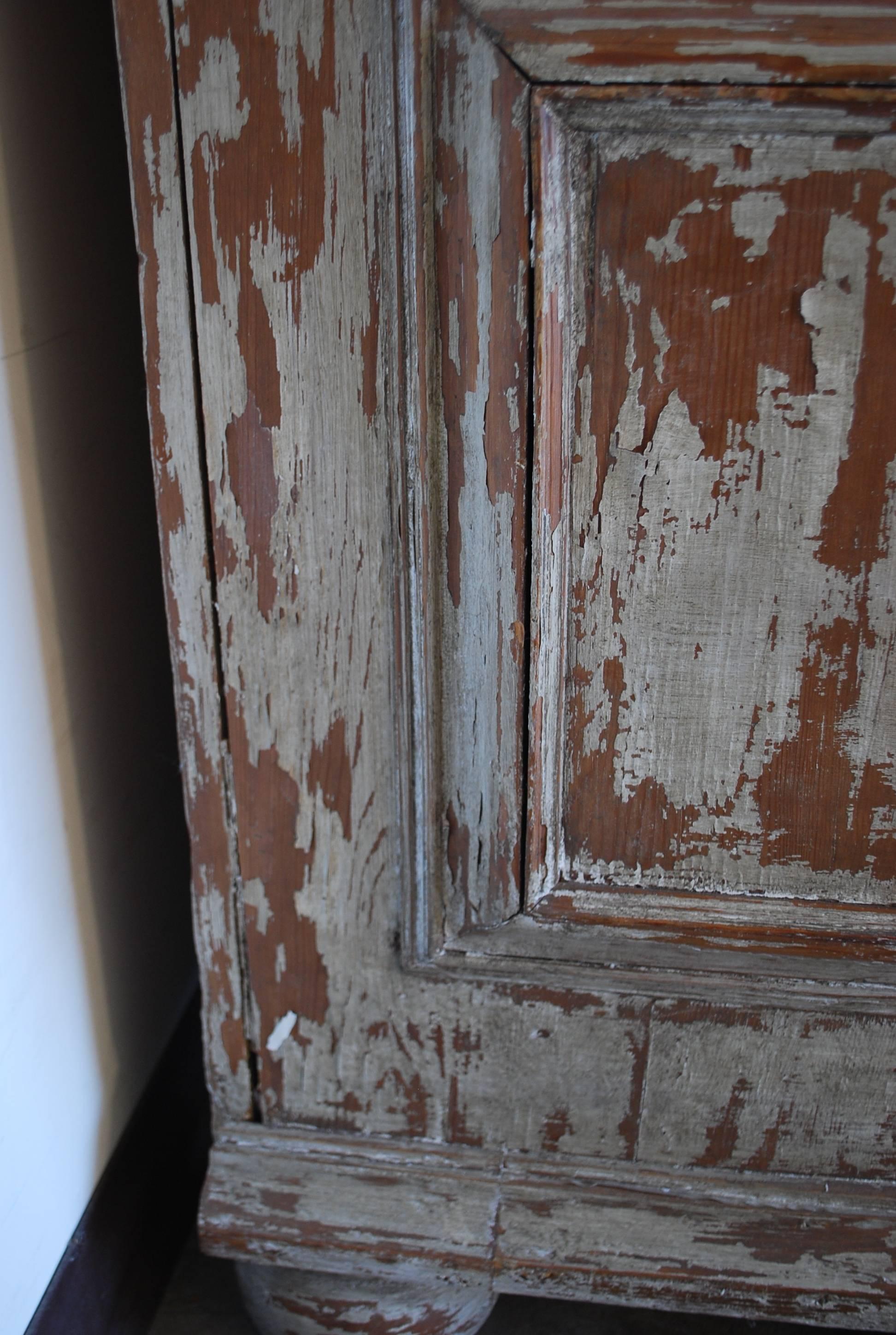 19th Century French Painted Armoire Hutch with Original Hardware For Sale