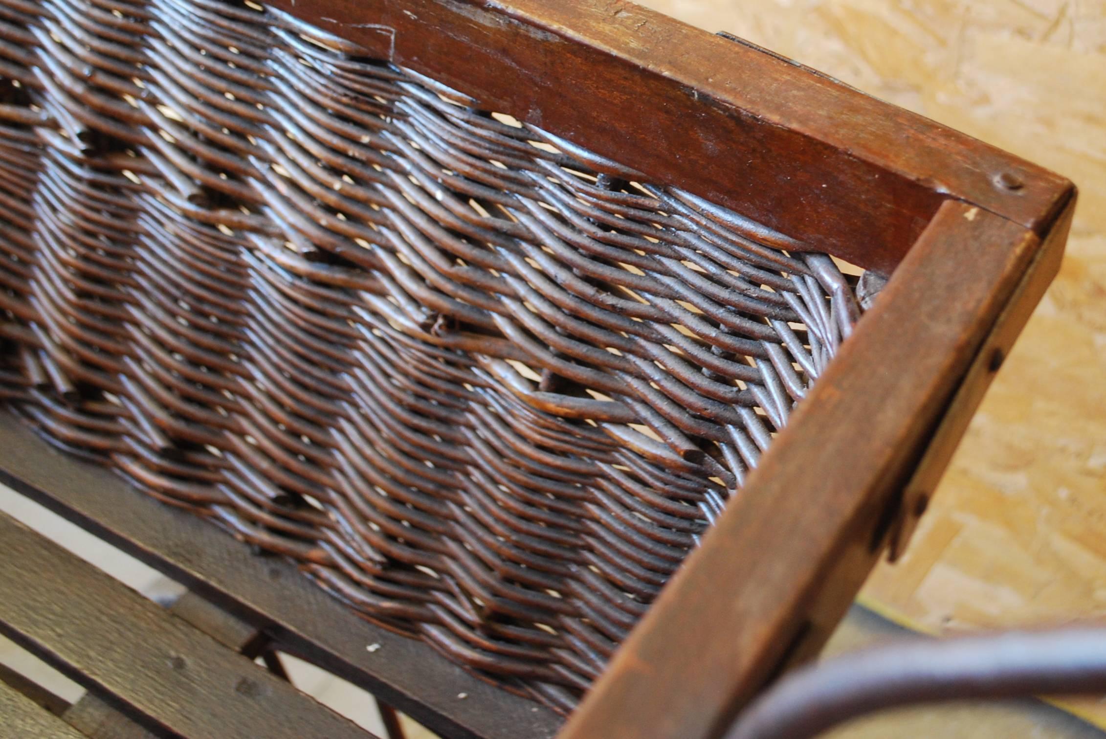 French Wicker Market Cart, Basket For Sale at 1stDibs