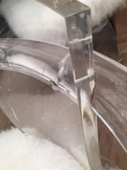 Pair of Wycombe-Meyer Lucite "Loop" Chairs with Tibetan Fur Seats