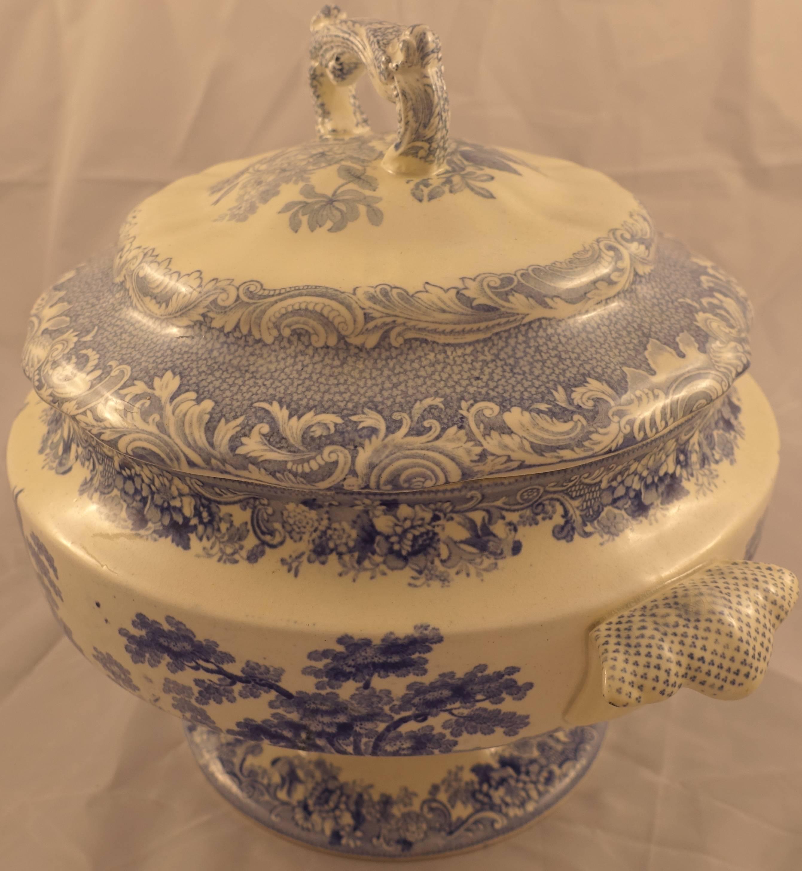French Blue and White Soup Tureen For Sale