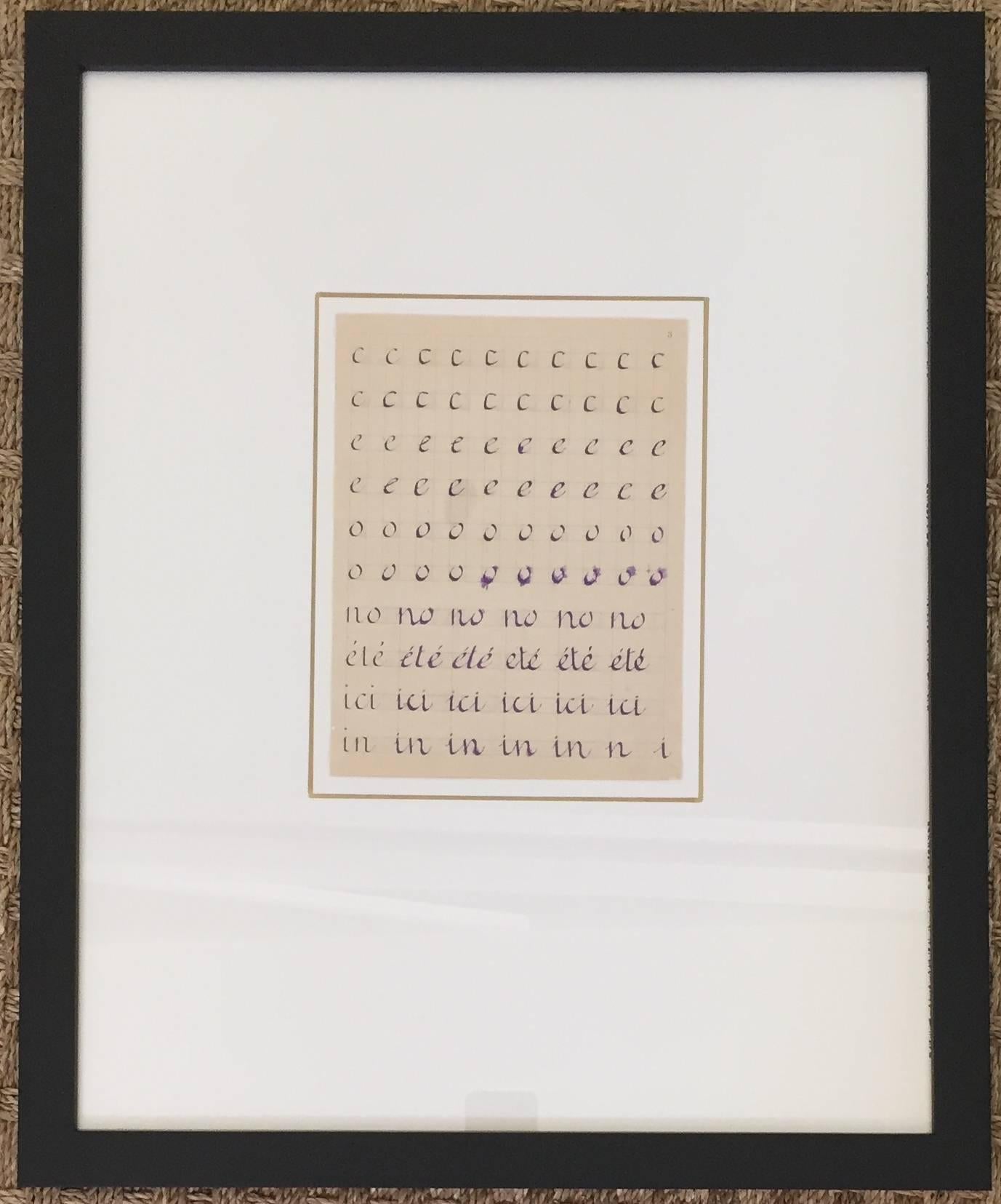 Early 20th Century Collection of French Alphabet Lessons in Square Black Frames For Sale