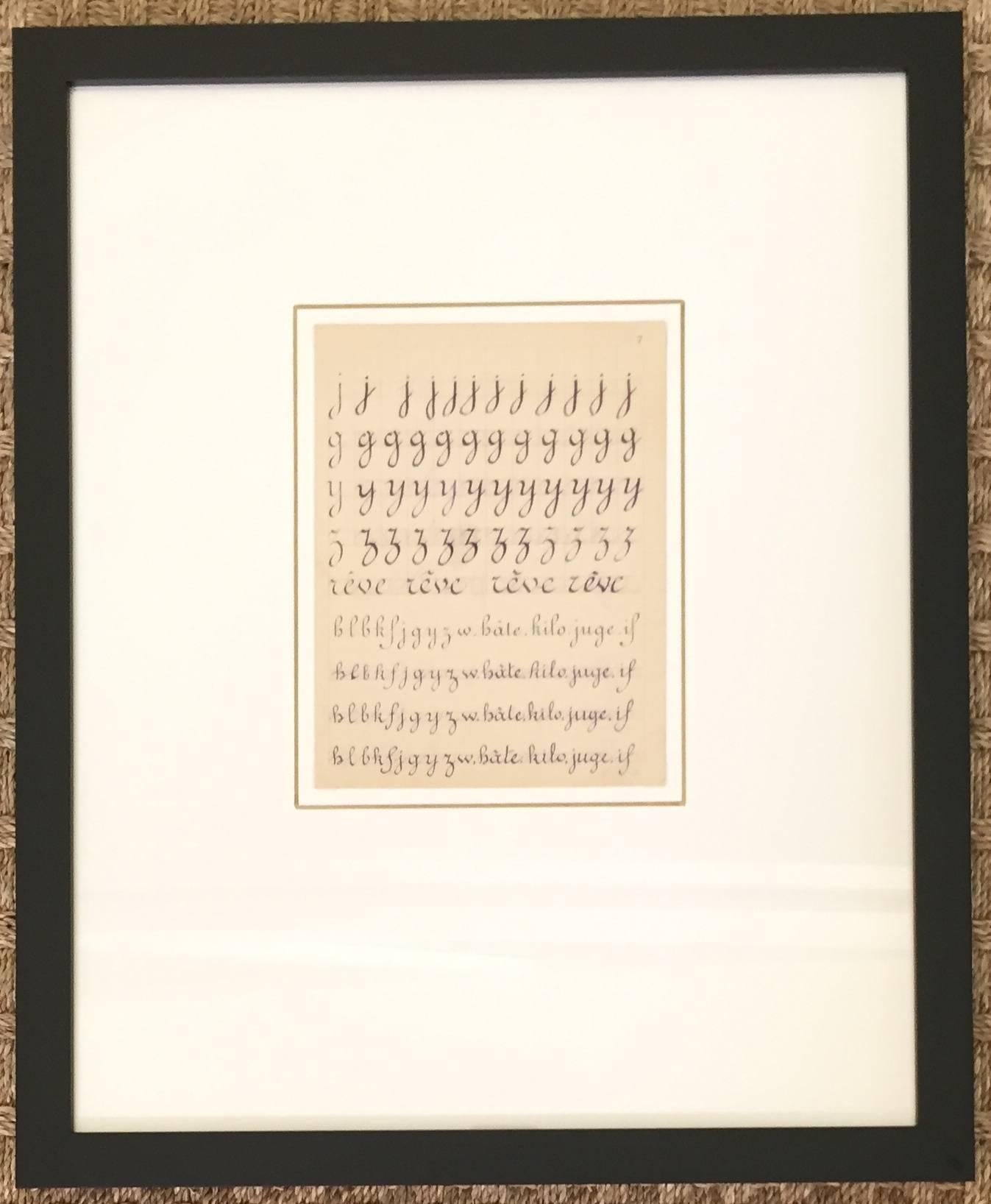 Collection of French Alphabet Lessons in Square Black Frames For Sale 3