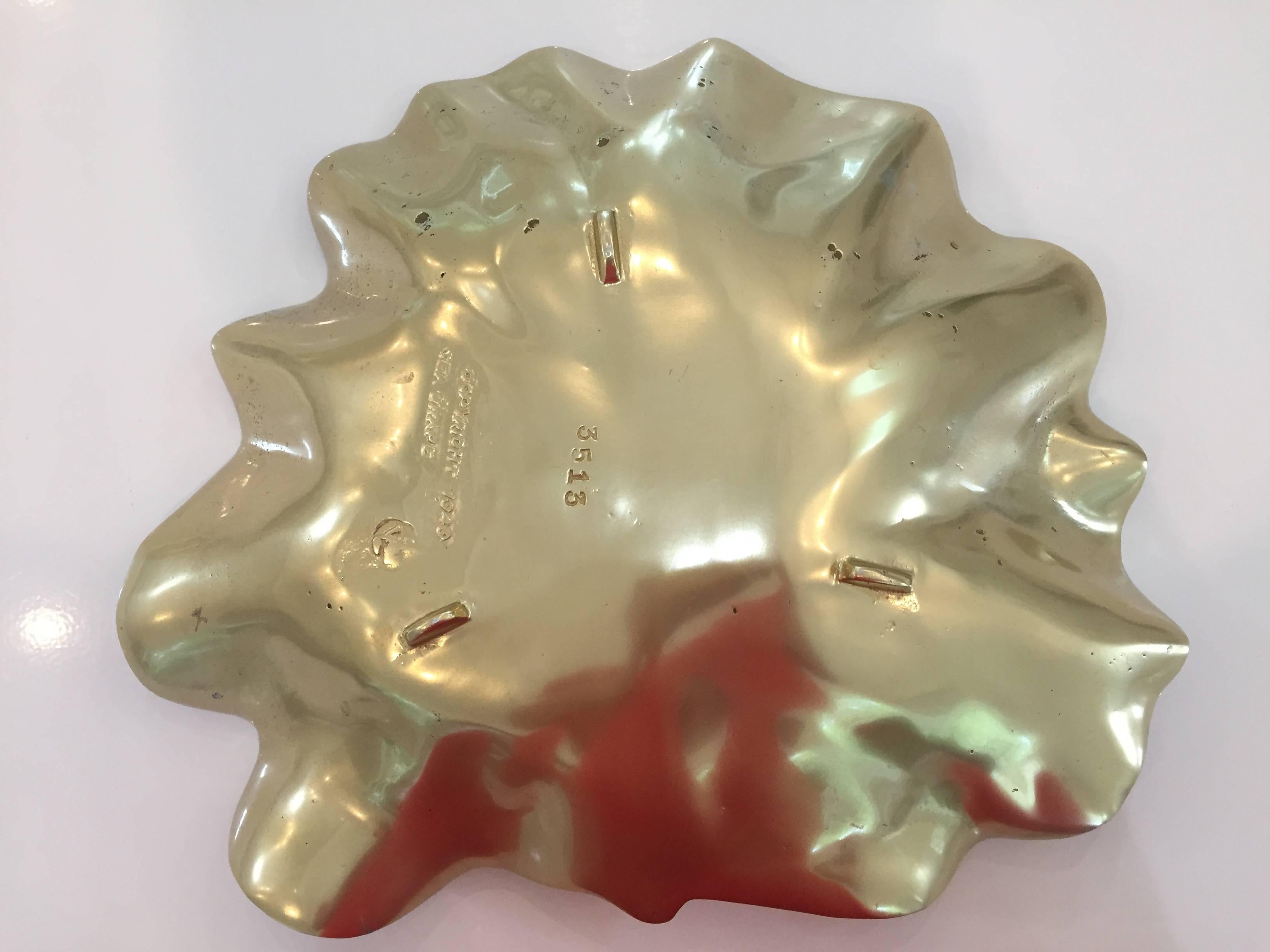 Brass grape leaf bowl by Oskar JW Hansen by Virginia Metalcrafters.