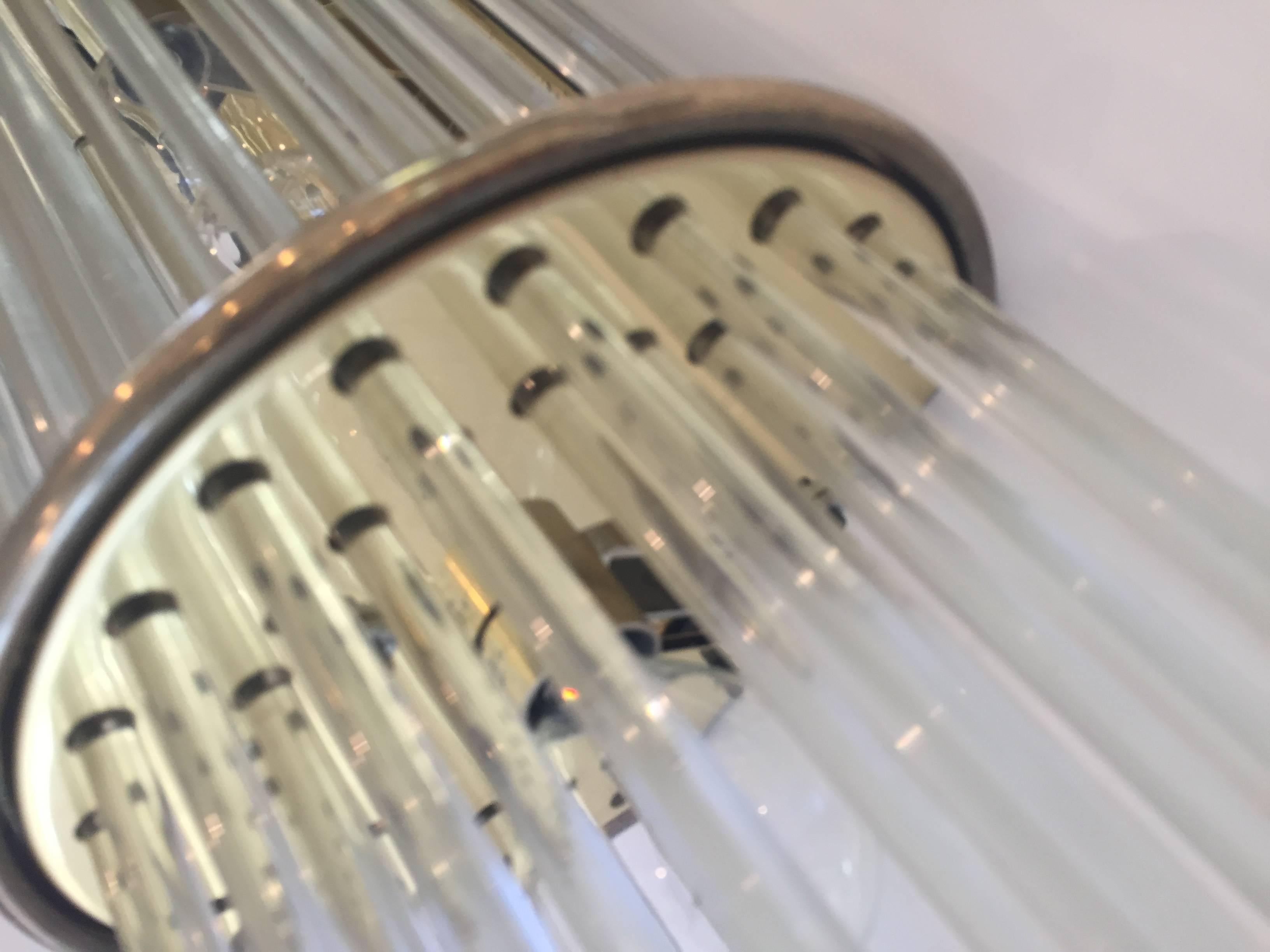 Late 20th Century Mid-Century Italian Brass Sconce with Glass Rods For Sale
