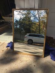 Brass Mirror with Rivet Detailing and New Mirror