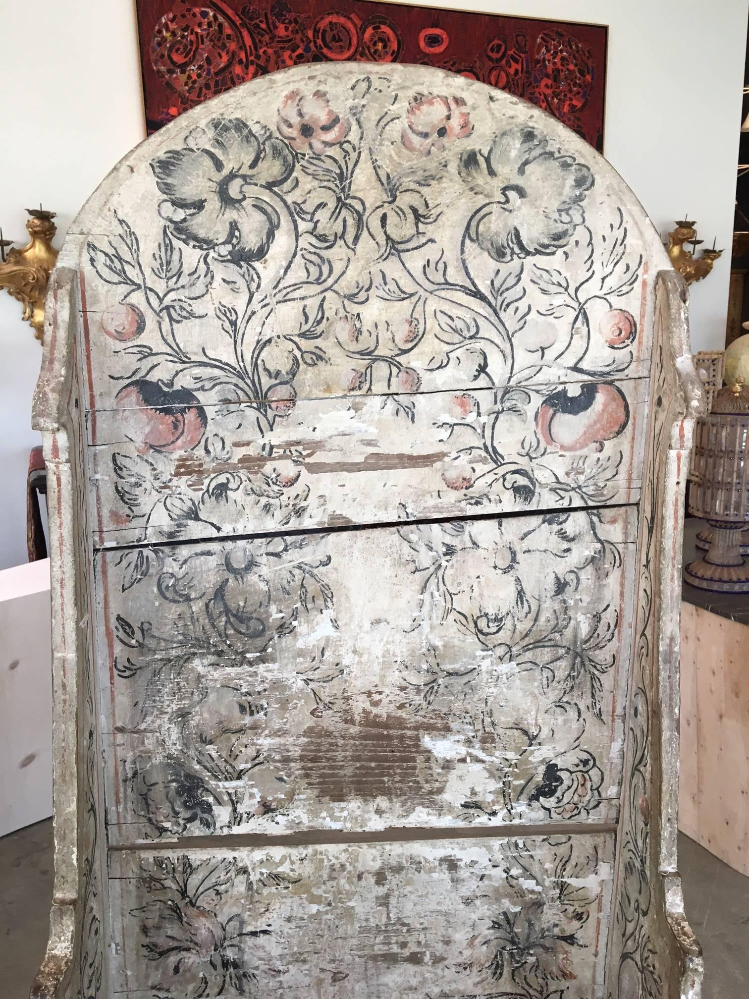 Italian Renaissance Style Painted Cattedra In Good Condition For Sale In Los Angeles, CA