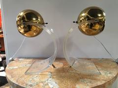 Rare Pair of Brass and Lucite Table Lamps by Robert Sonneman