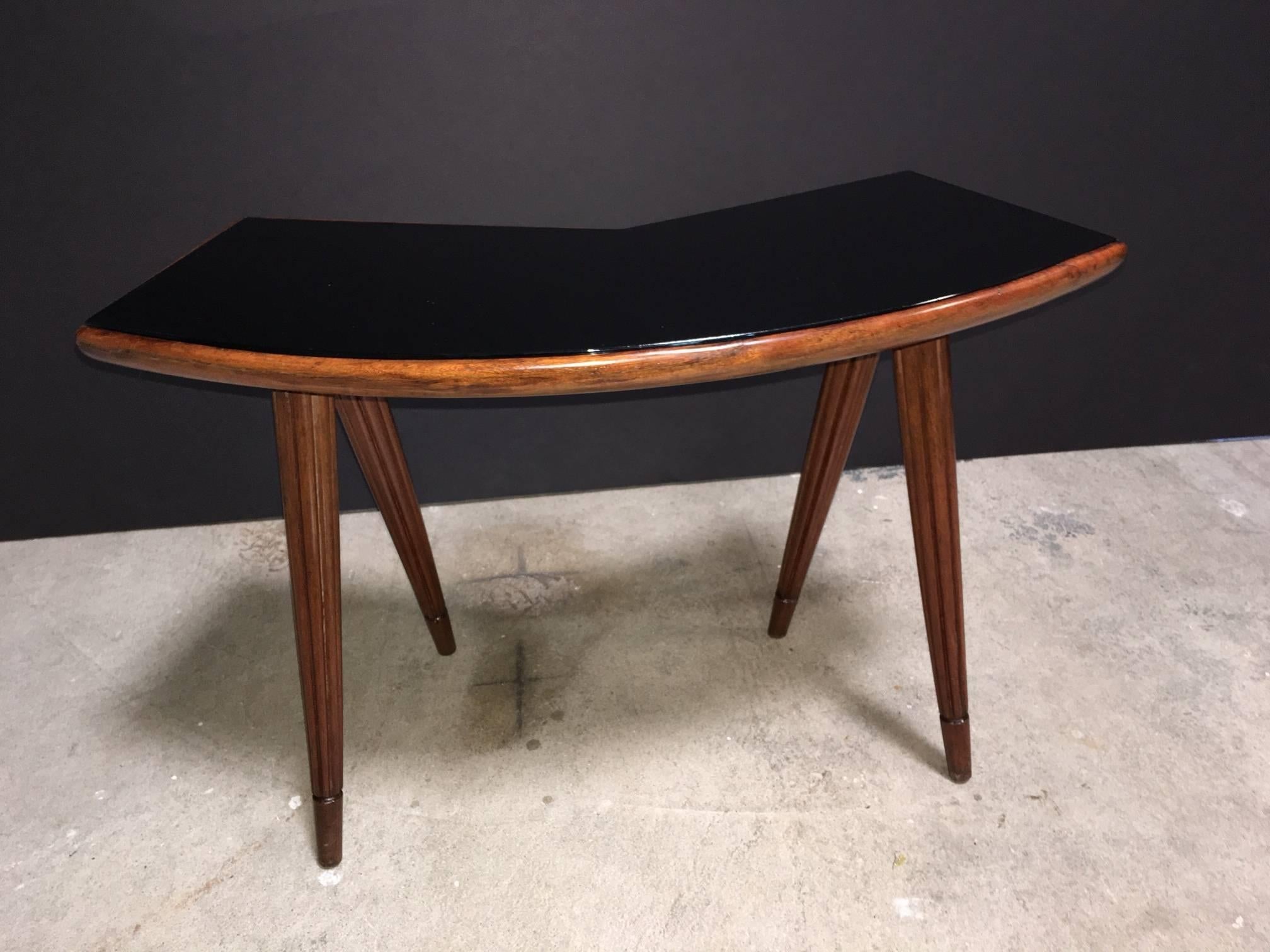 Italian Uniquely Designed Curved Low Table Attributed to Gio Ponti