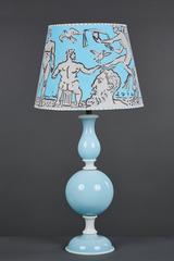 Pale Blue and White Murano Glass Table Lamp, Style of Venini