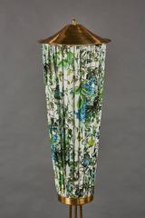 Unusual Gathered Fabric and Brass Italian Floor Lamp
