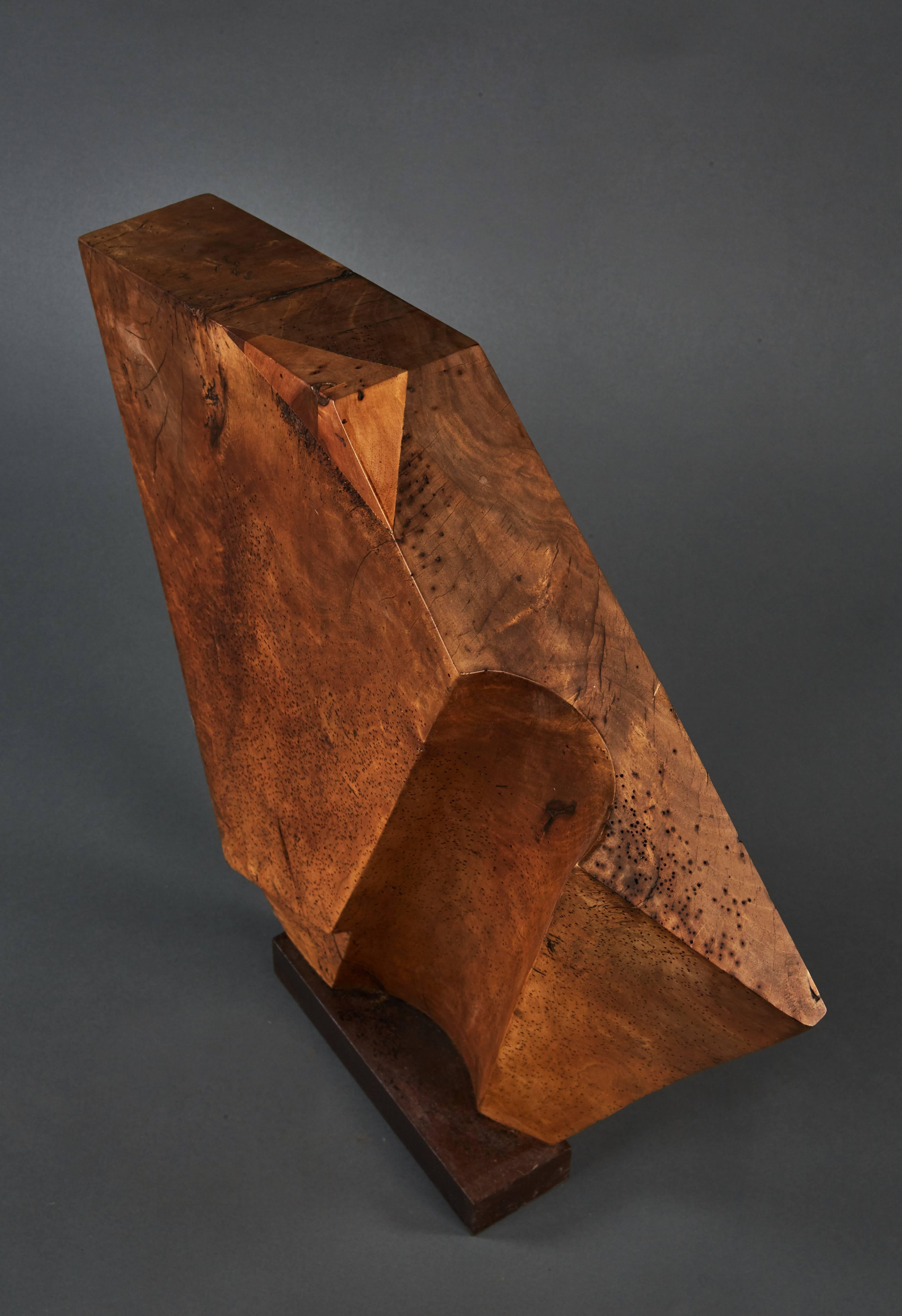 Italian Striking Wood Sculpture Mounted on a Metal Base For Sale