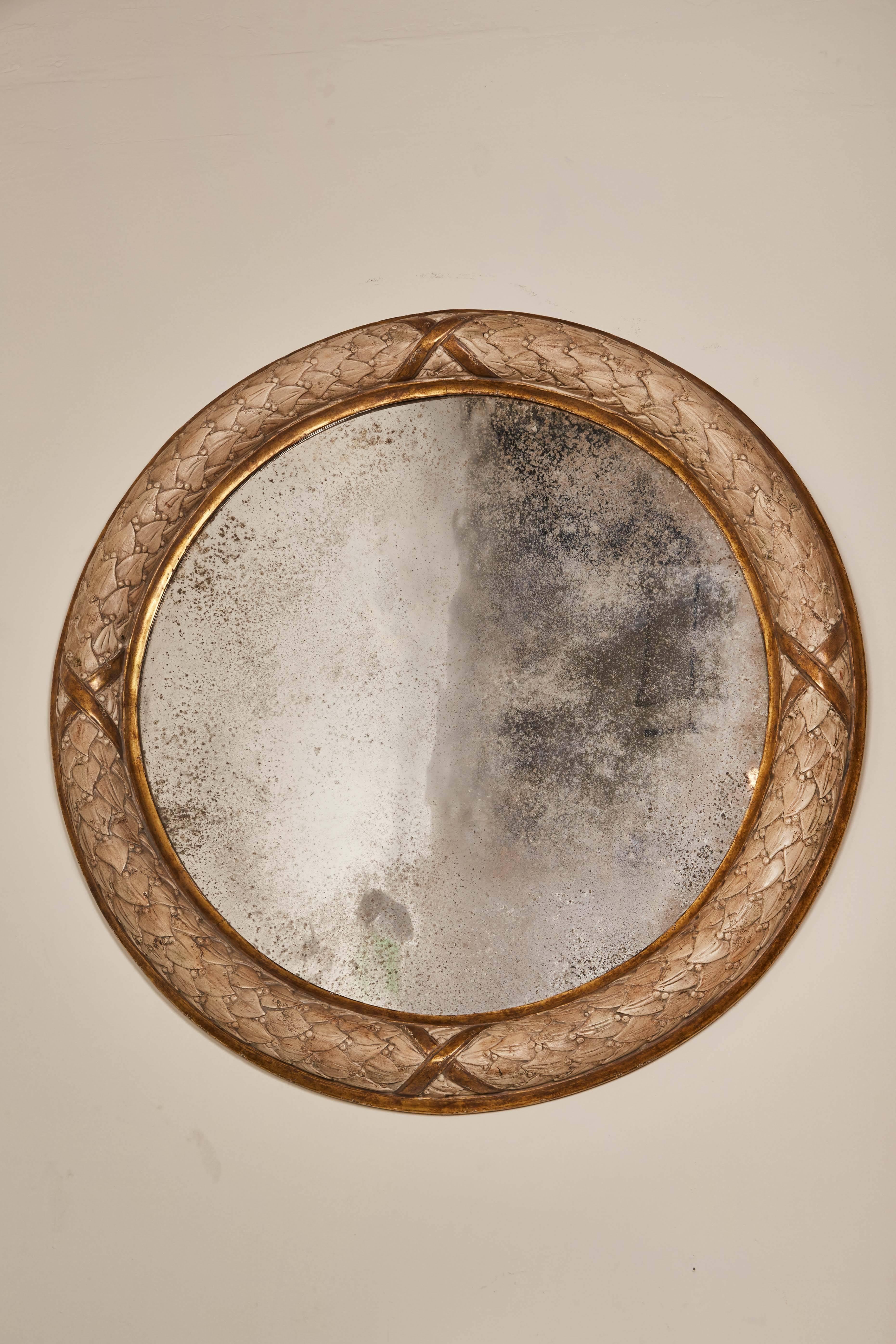 Renaissance Pair of 20th Century Carved Circular Mirrors For Sale