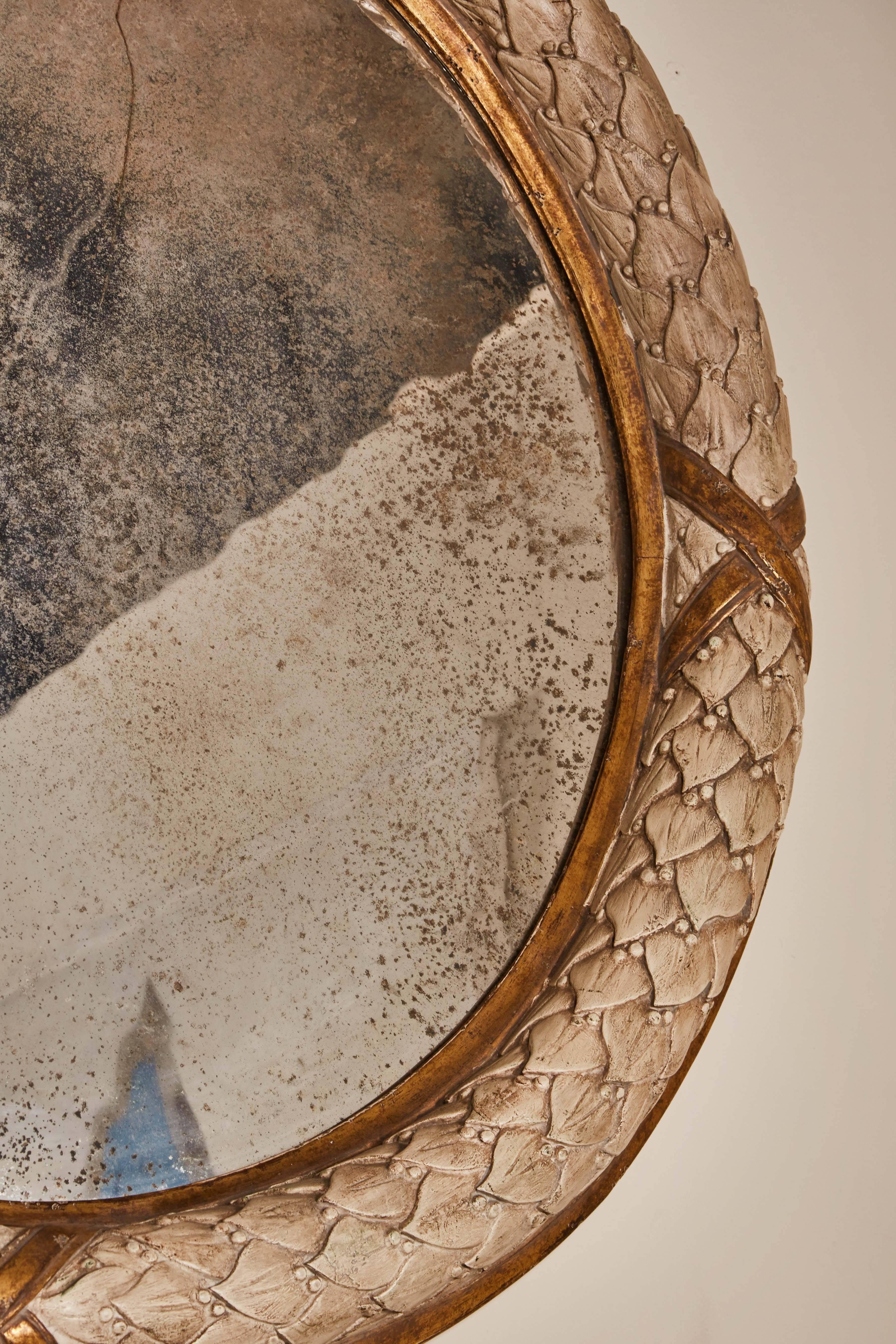 Pair of 20th Century Carved Circular Mirrors For Sale 2