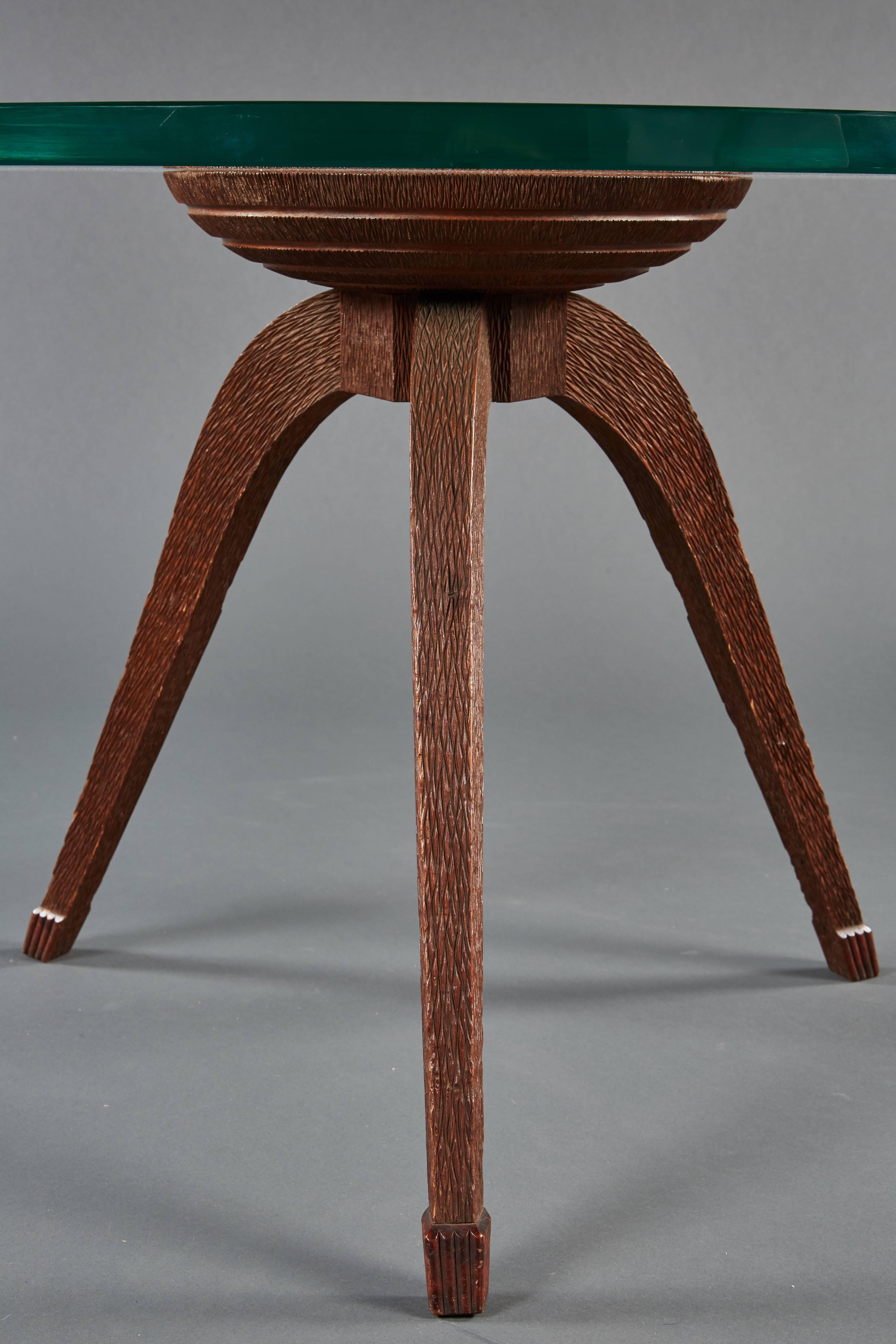 20th Century Rare and Spectacular Osvaldo Borsani Chiselled and Hand-Craved Wood Low Table For Sale