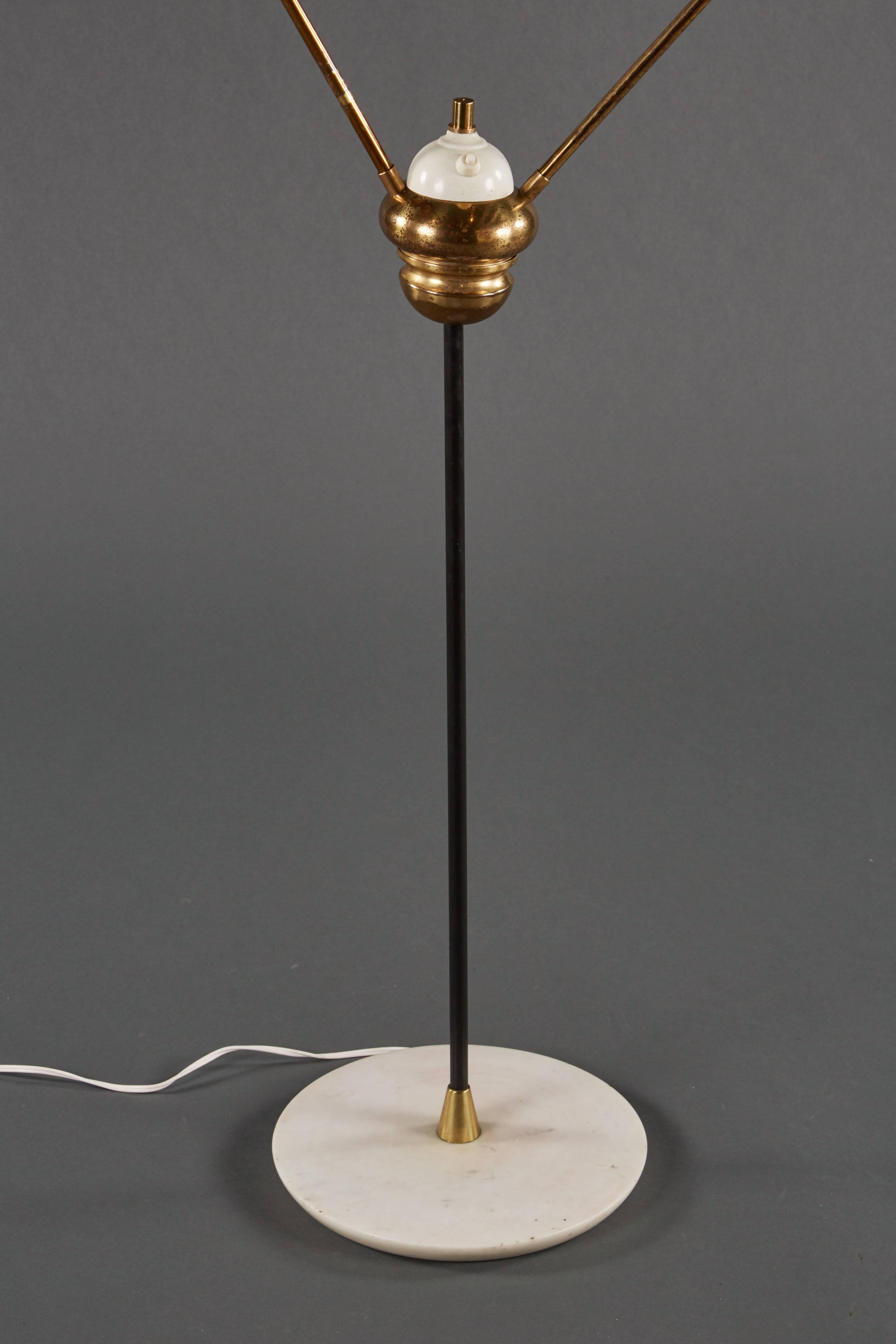20th Century Charming Double Arm Italian Floor Lamp with Articulating Vented Metal Shades