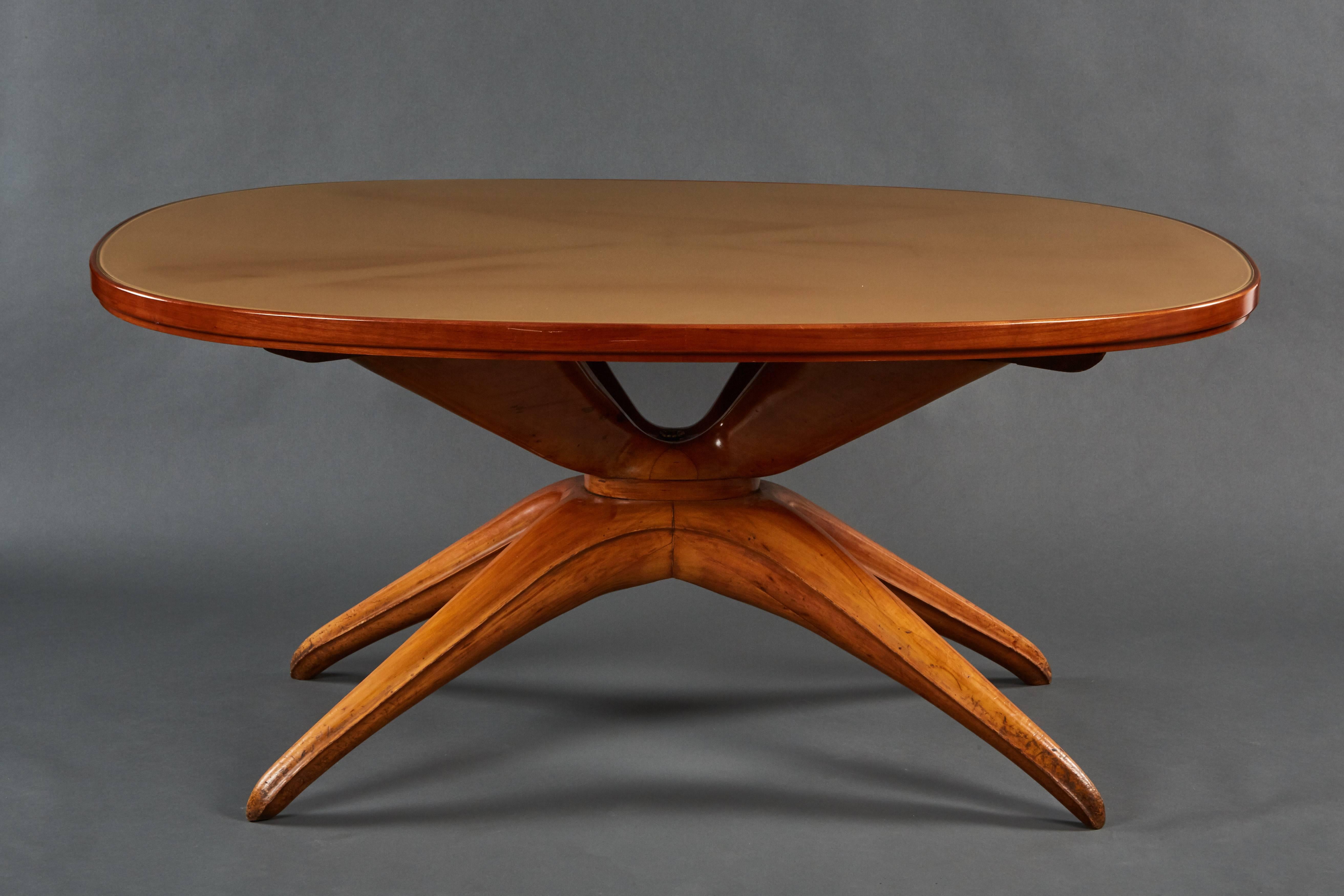 Mid-Century Modern Dramatic Oval Table Attributed to Osvaldo Borsani For Sale